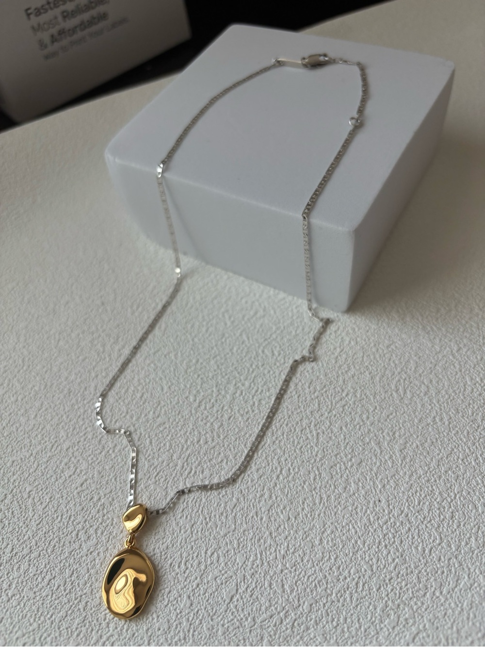 NWOT Jenny Bird Two-Tone Silver Chain Necklace with Gold Pendant Charm